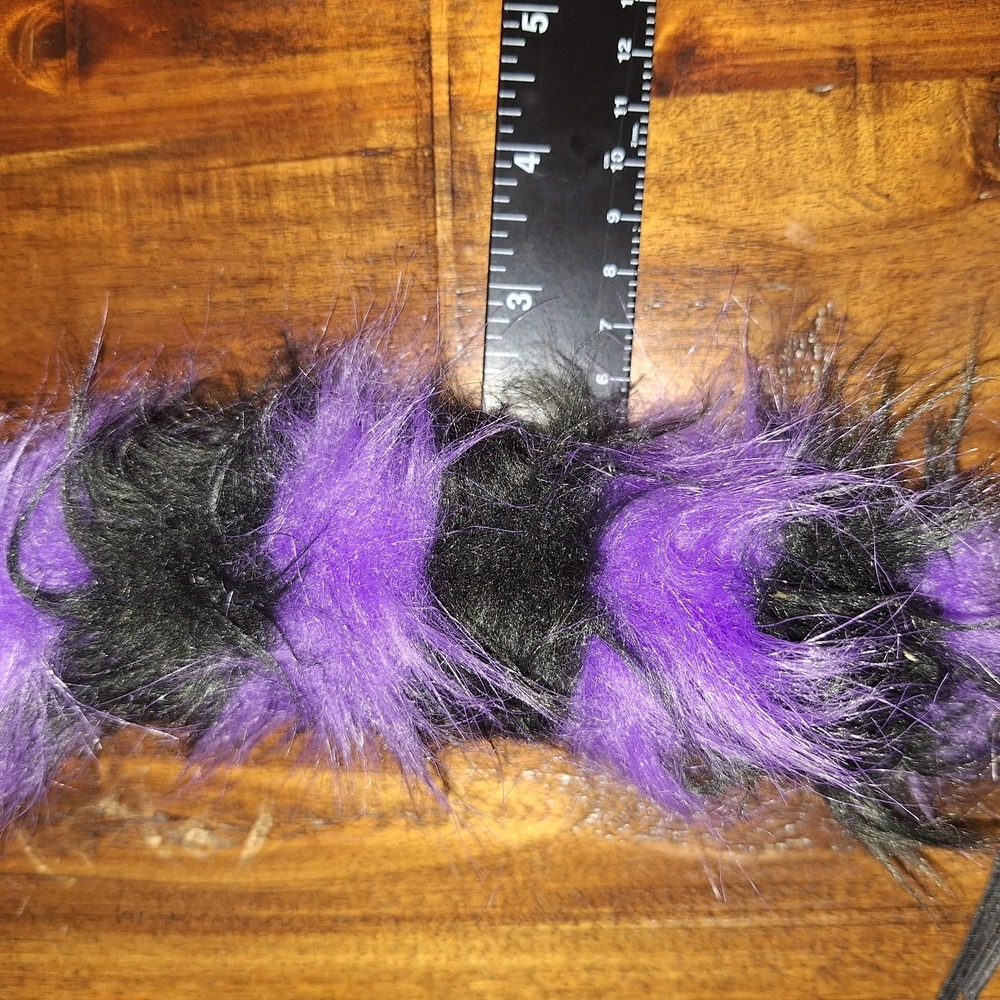 Purple Black Faux Fur Cosplay Tail Cat Fox Style Halloween Costume Accessory 1pc - Picture 4 of 7